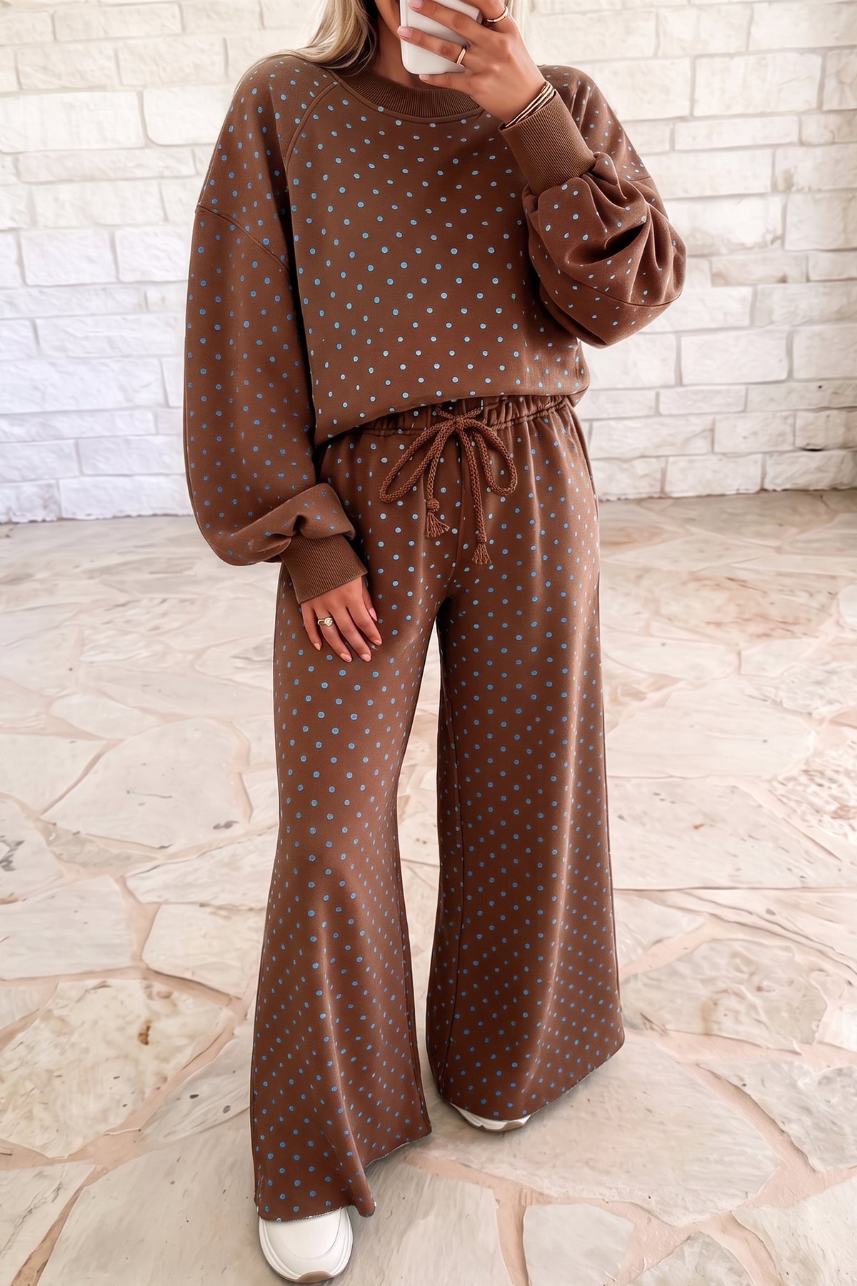 Brown-Blue Polka Dot Set