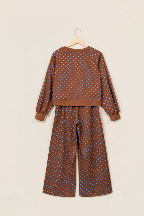 Brown-Blue Polka Dot Set