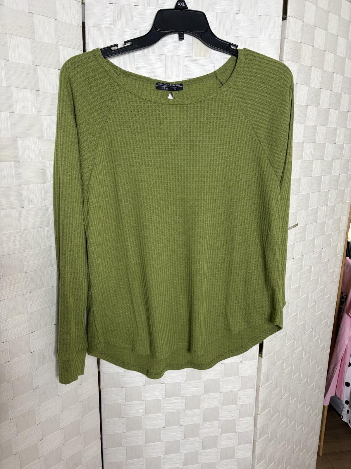 Green Waffle Knit Top