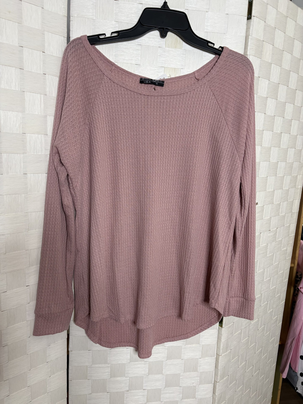 Mauve Pink Waffle Knit Top