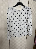 White-Black Polka Dot Top