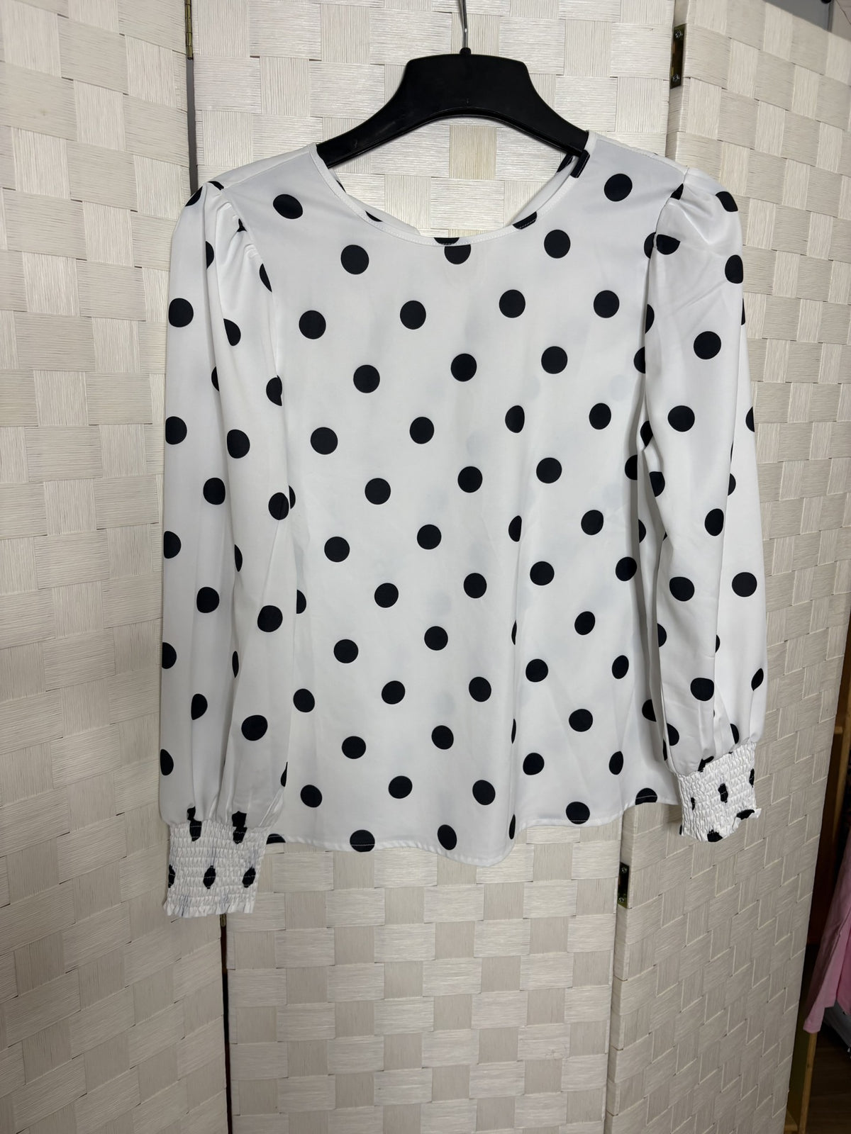 White-Black Polka Dot Top