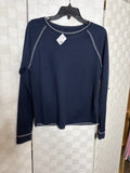 Navy Waffle Knit Top