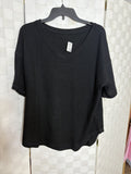 Black Waffle Knit Tee