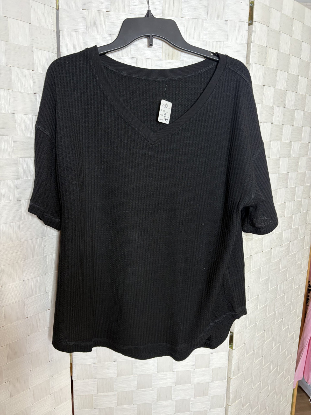 Black Waffle Knit Tee